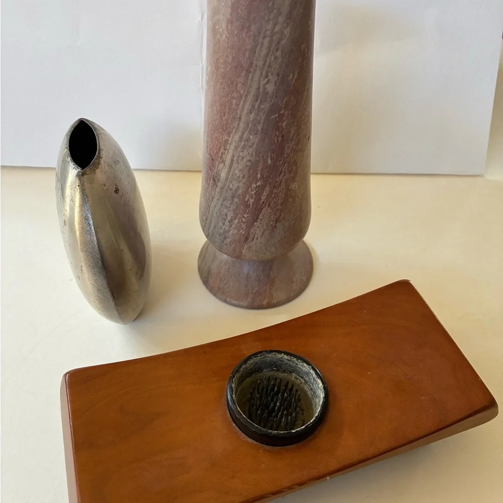 Vases Set/3 1 Ichebana Vase Unique 1 MCM Vase 1 MCM Disk Vase 1 Stone Vase